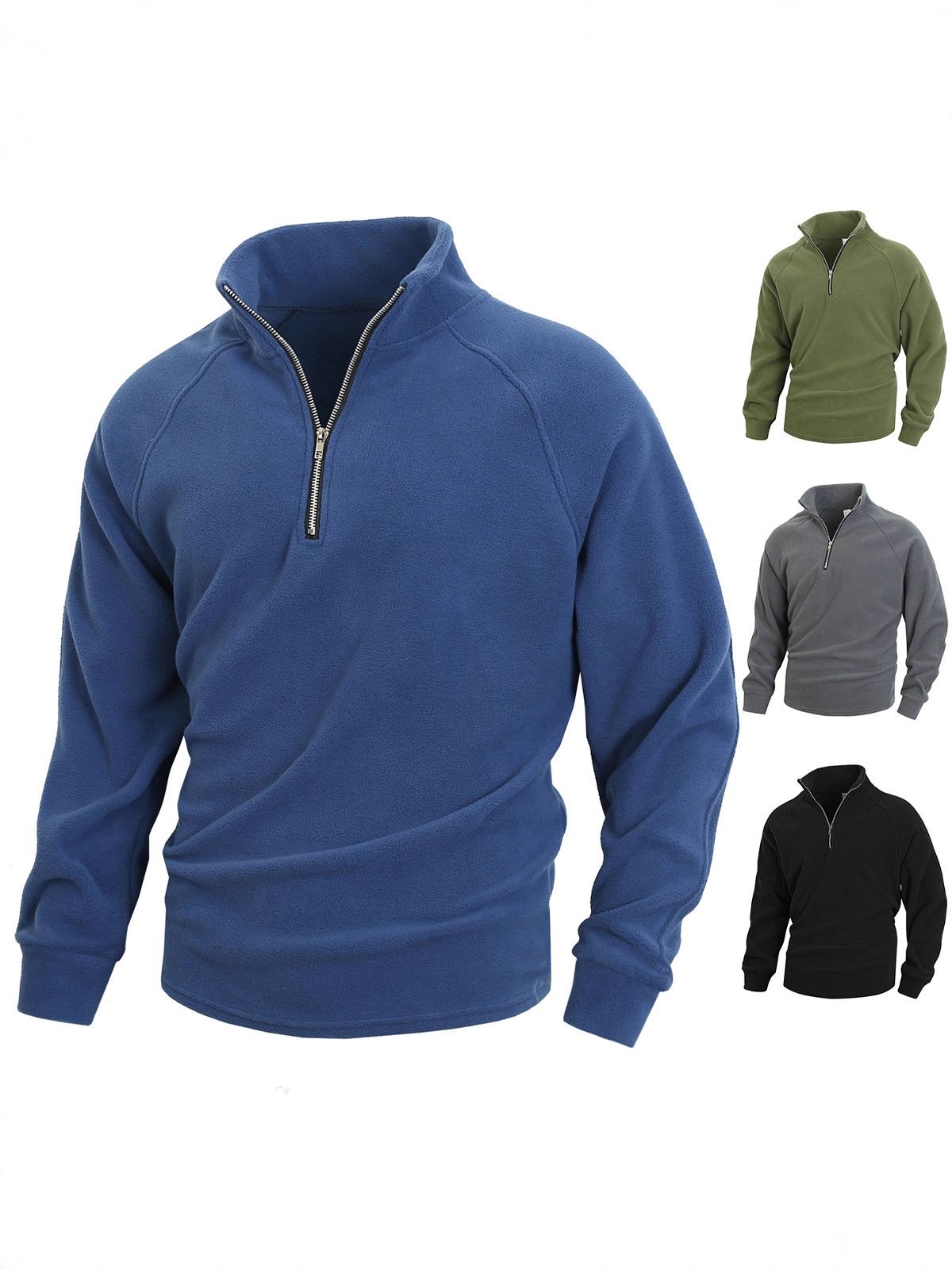 Autumn and winter new men's long-sleeved sweater solid color stand-up collar half zipper leisure sweater suitable for daily leisure commuting outdoor sports wear.