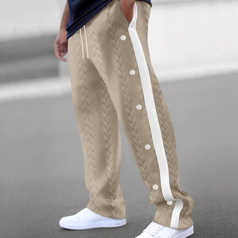 New men's trousers color matching jacquard buttons Four seasons leisure sports trousers are suitable for daily leisure commuting outdoor sports wear.