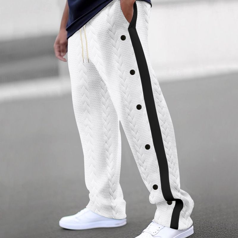 New men's trousers color matching jacquard buttons Four seasons leisure sports trousers are suitable for daily leisure commuting outdoor sports wear.