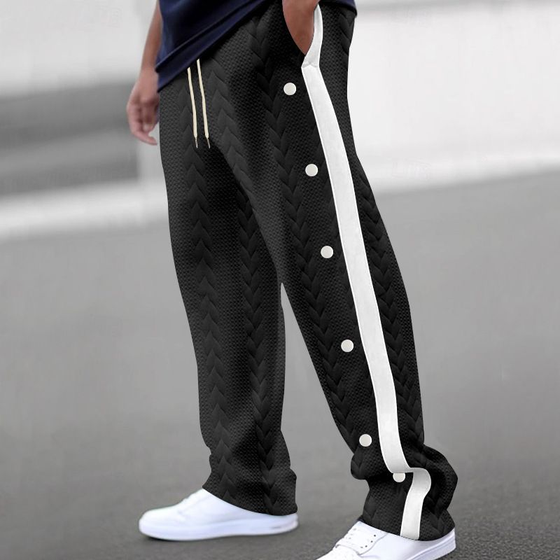 New men's trousers color matching jacquard buttons Four seasons leisure sports trousers are suitable for daily leisure commuting outdoor sports wear.