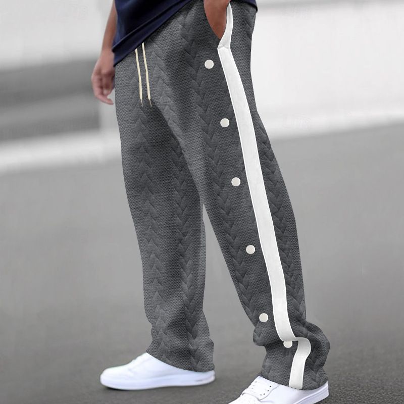 New men's trousers color matching jacquard buttons Four seasons leisure sports trousers are suitable for daily leisure commuting outdoor sports wear.