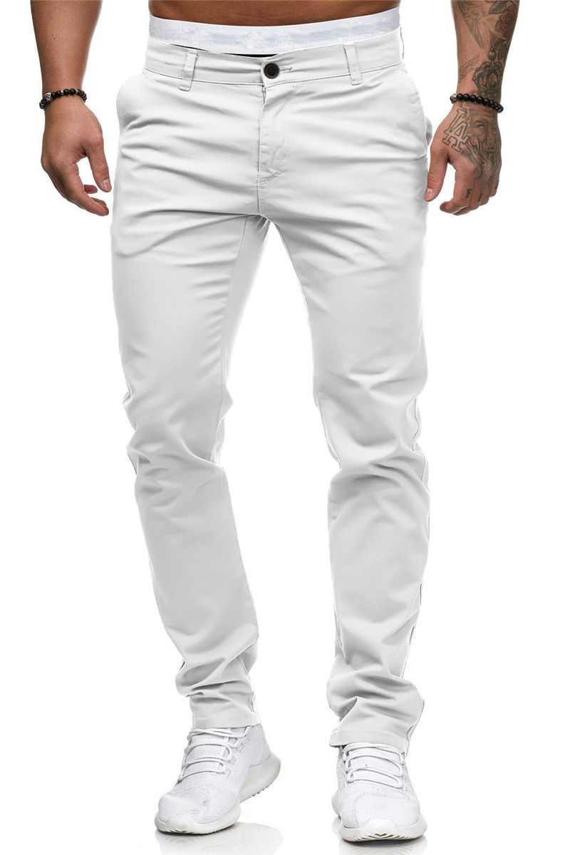 New men's trousers fashion solid color slim men's casual trousers suitable for daily leisure commuting outdoor wear.
