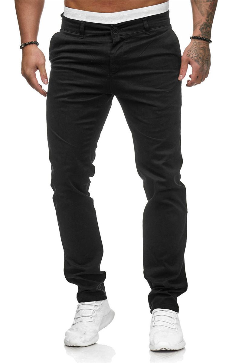 New men's trousers fashion solid color slim men's casual trousers suitable for daily leisure commuting outdoor wear.