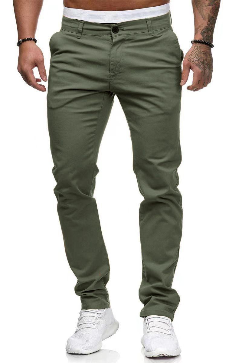 New men's trousers fashion solid color slim men's casual trousers suitable for daily leisure commuting outdoor wear.
