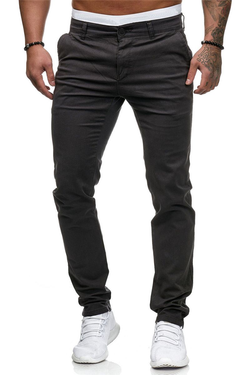New men's trousers fashion solid color slim men's casual trousers suitable for daily leisure commuting outdoor wear.