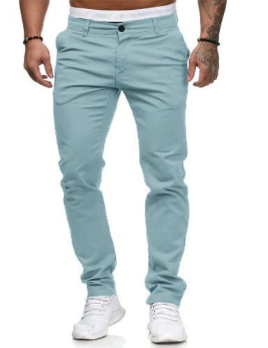New men's trousers fashion solid color slim men's casual trousers suitable for daily leisure commuting outdoor wear.