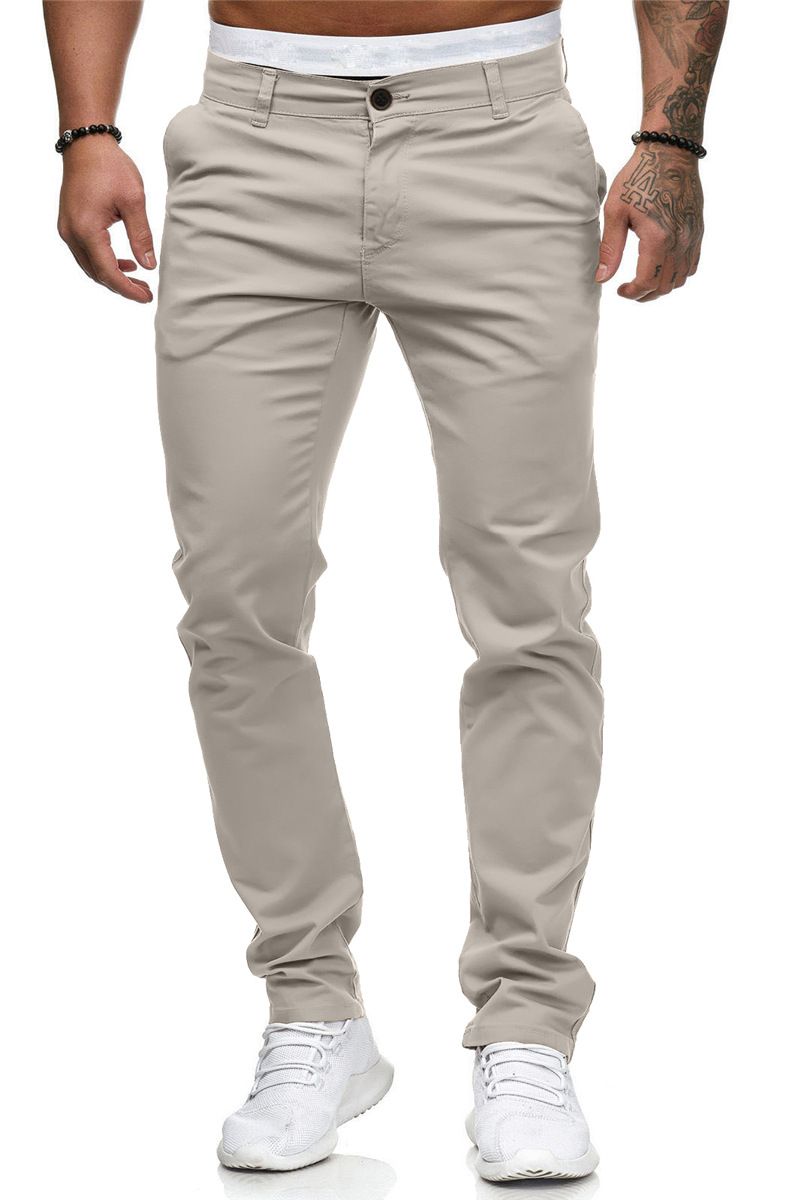 New men's trousers fashion solid color slim men's casual trousers suitable for daily leisure commuting outdoor wear.
