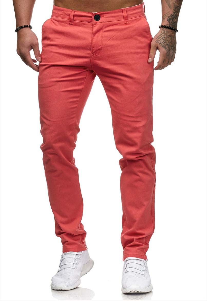 New men's trousers fashion solid color slim men's casual trousers suitable for daily leisure commuting outdoor wear.