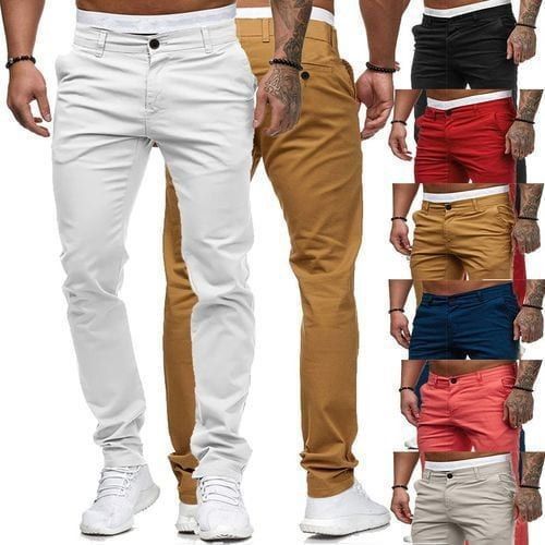 New men's trousers fashion solid color slim men's casual trousers suitable for daily leisure commuting outdoor wear.
