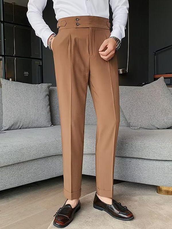 New men's trousers are fashionable, solid color, high waist, business straight-through casual trousers, and trousers are suitable for daily leisure commuting business wear.
