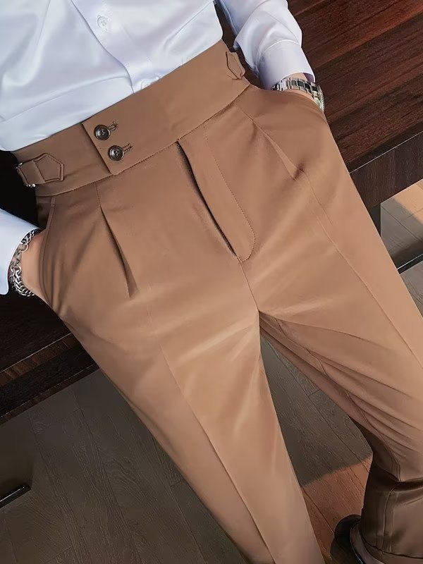 New men's trousers are fashionable, solid color, high waist, business straight-through casual trousers, and trousers are suitable for daily leisure commuting business wear.