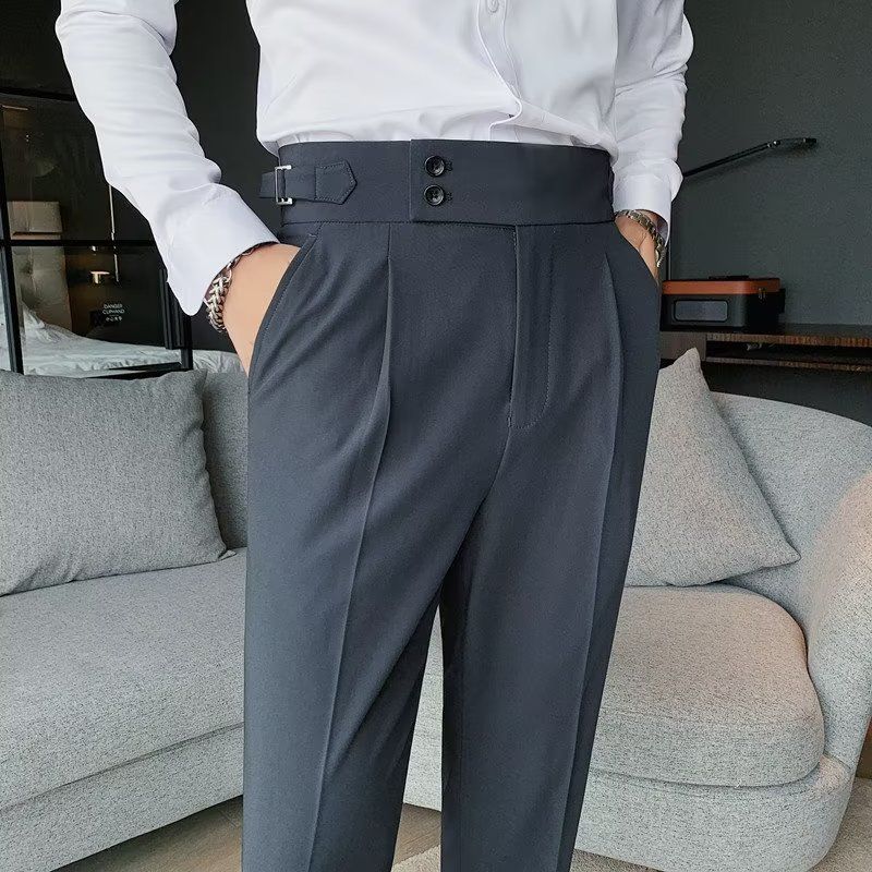 New men's trousers are fashionable, solid color, high waist, business straight-through casual trousers, and trousers are suitable for daily leisure commuting business wear.
