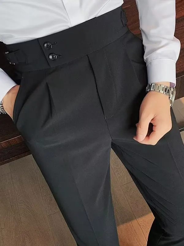New men's trousers are fashionable, solid color, high waist, business straight-through casual trousers, and trousers are suitable for daily leisure commuting business wear.