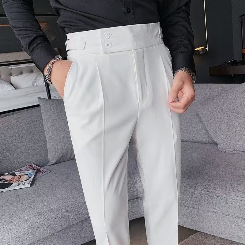 New men's trousers are fashionable, solid color, high waist, business straight-through casual trousers, and trousers are suitable for daily leisure commuting business wear.