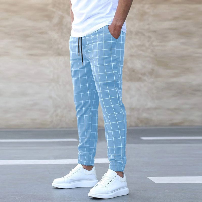 New men's trousers fashion plaid tether casual Joker trousers suitable for daily leisure commuting outdoor sports wear.