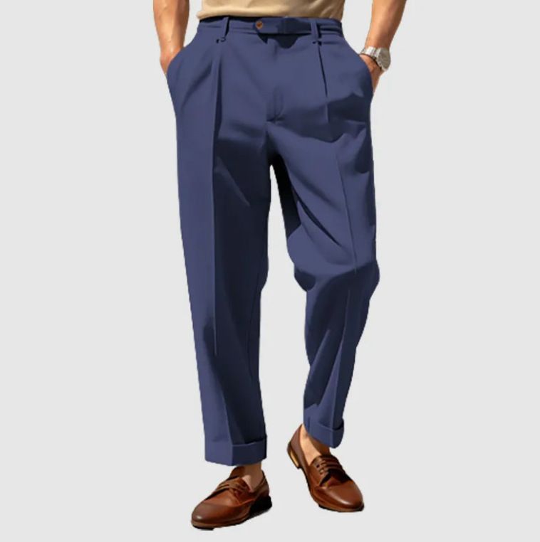 New men's trousers suit waist button straight solid color comfortable fashion trousers casual pants suitable for daily leisure commuting business wear.
