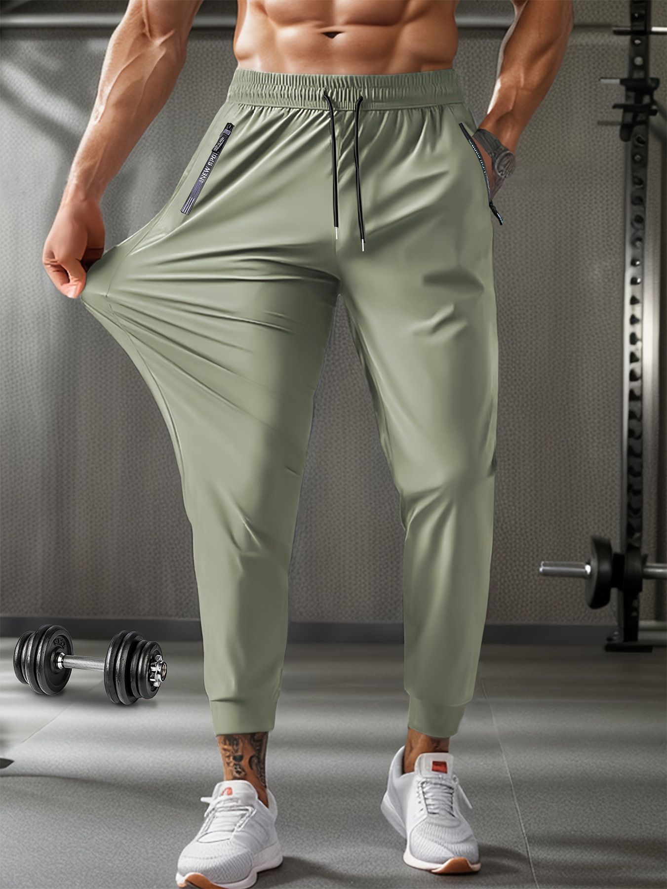 Summer new men's trousers nylon ice silk thin breathable elastic quick-drying leisure sports pants suitable for daily leisure commuting sports wear.