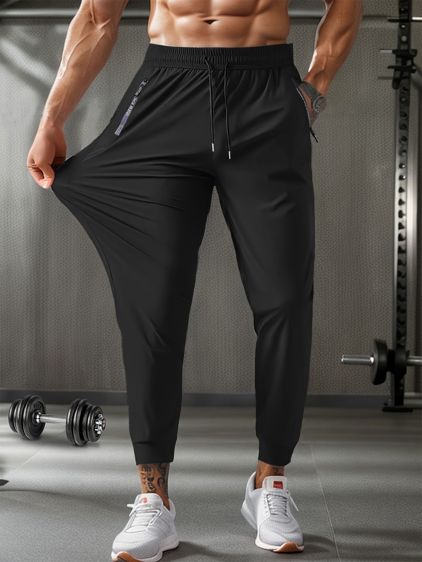 Summer new men's trousers nylon ice silk thin breathable elastic quick-drying leisure sports pants suitable for daily leisure commuting sports wear.