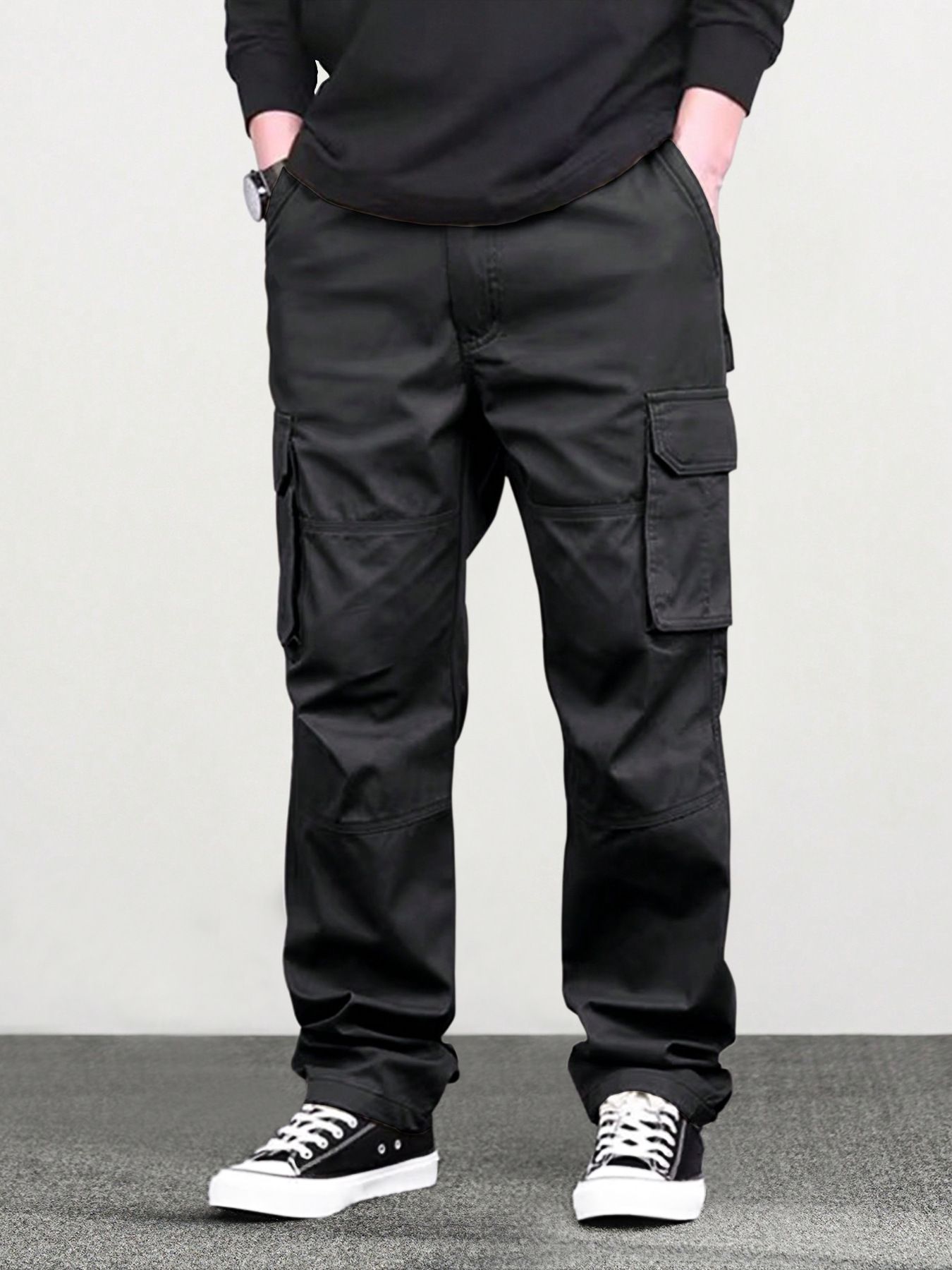 Autumn new men's trousers overalls straight wear-resistant multi-pocket casual pants suitable for daily leisure commuting outdoor sports wear.