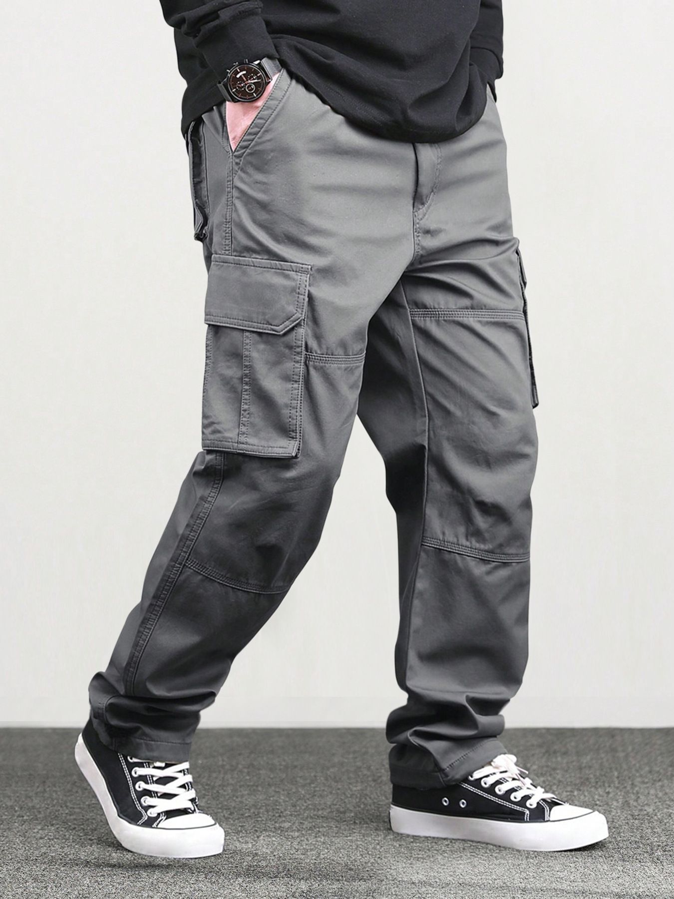 Autumn new men's trousers overalls straight wear-resistant multi-pocket casual pants suitable for daily leisure commuting outdoor sports wear.