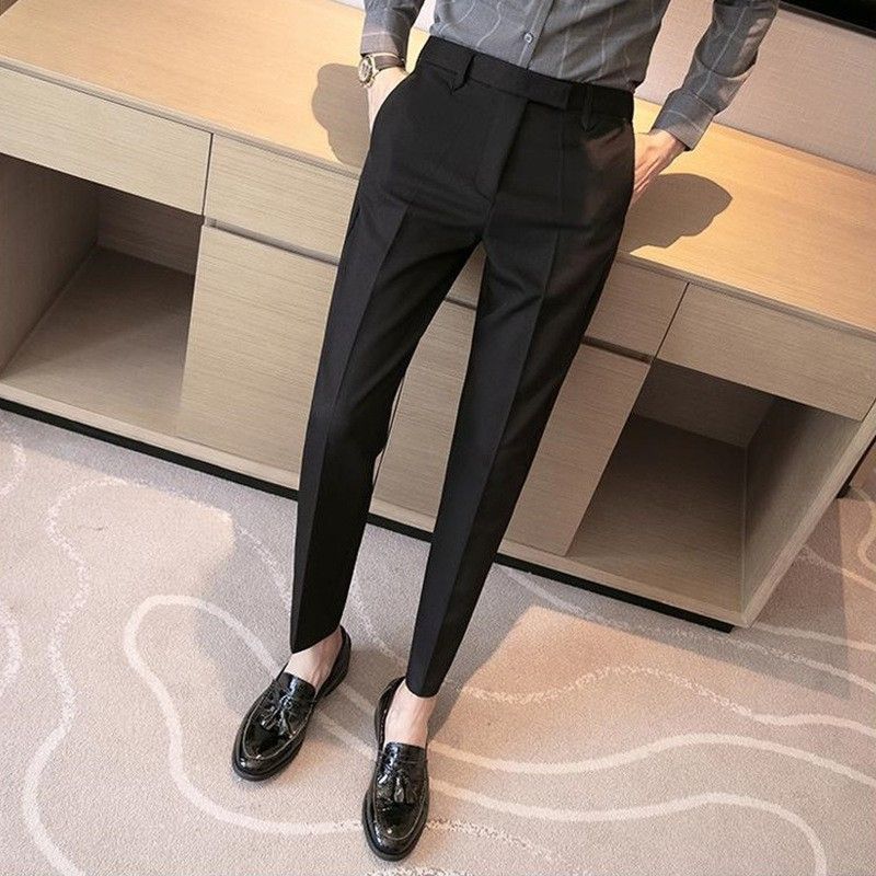 New men's trousers, British suit pants, small feet, formal dress, drooping business trousers and casual pants are suitable for daily leisure and commuting business wear.