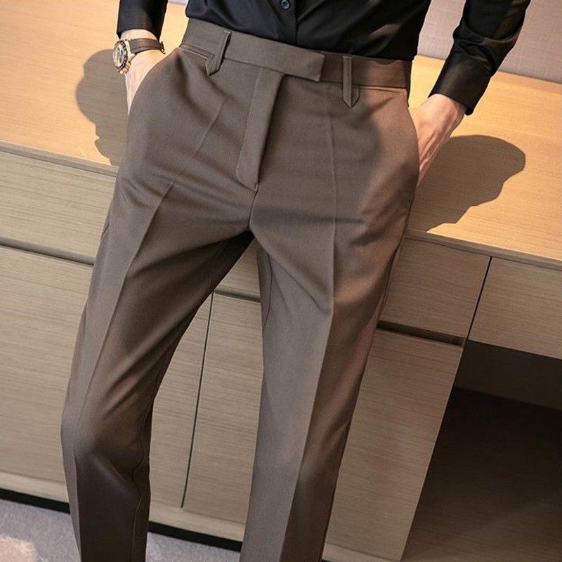 New men's trousers, British suit pants, small feet, formal dress, drooping business trousers and casual pants are suitable for daily leisure and commuting business wear.