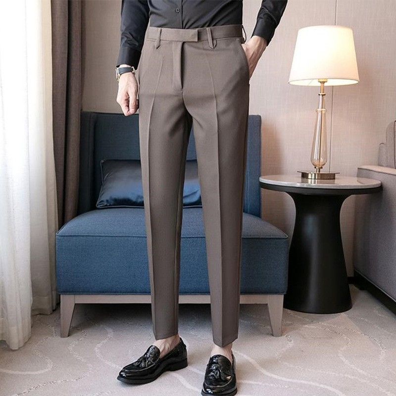 New men's trousers, British suit pants, small feet, formal dress, drooping business trousers and casual pants are suitable for daily leisure and commuting business wear.