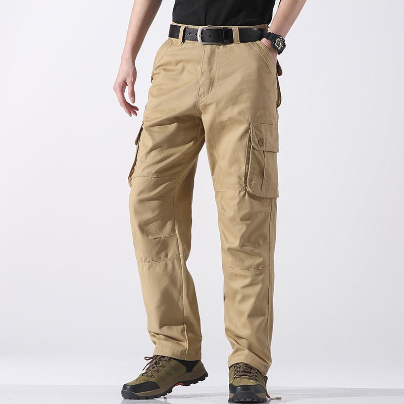 Spring and autumn new men's pants three-dimensional pocket straight pants outdoor multi-pocket overalls suitable for daily leisure commuting outdoor sports wear.