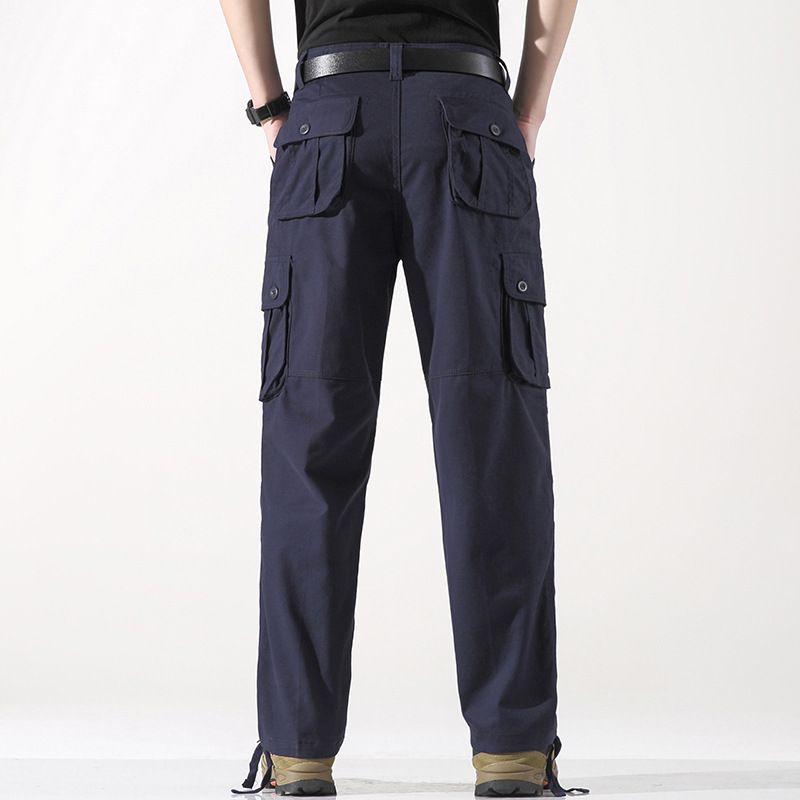 Spring and autumn new men's pants three-dimensional pocket straight pants outdoor multi-pocket overalls suitable for daily leisure commuting outdoor sports wear.