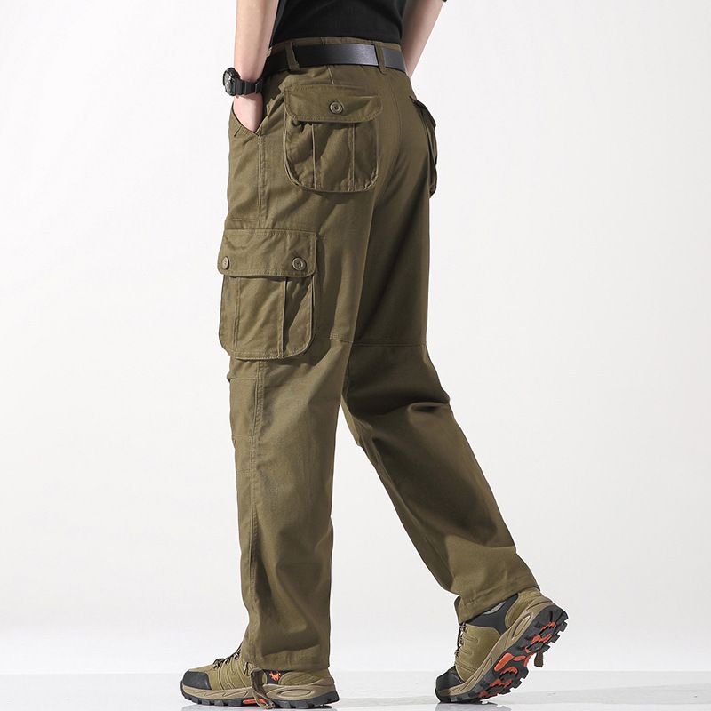 Spring and autumn new men's pants three-dimensional pocket straight pants outdoor multi-pocket overalls suitable for daily leisure commuting outdoor sports wear.