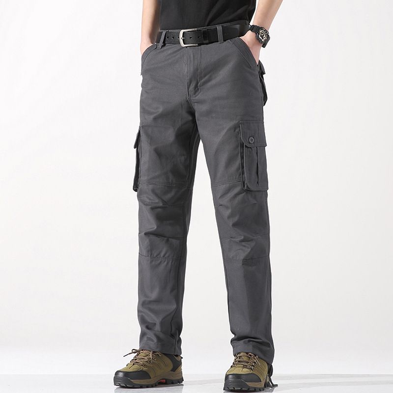 Spring and autumn new men's pants three-dimensional pocket straight pants outdoor multi-pocket overalls suitable for daily leisure commuting outdoor sports wear.