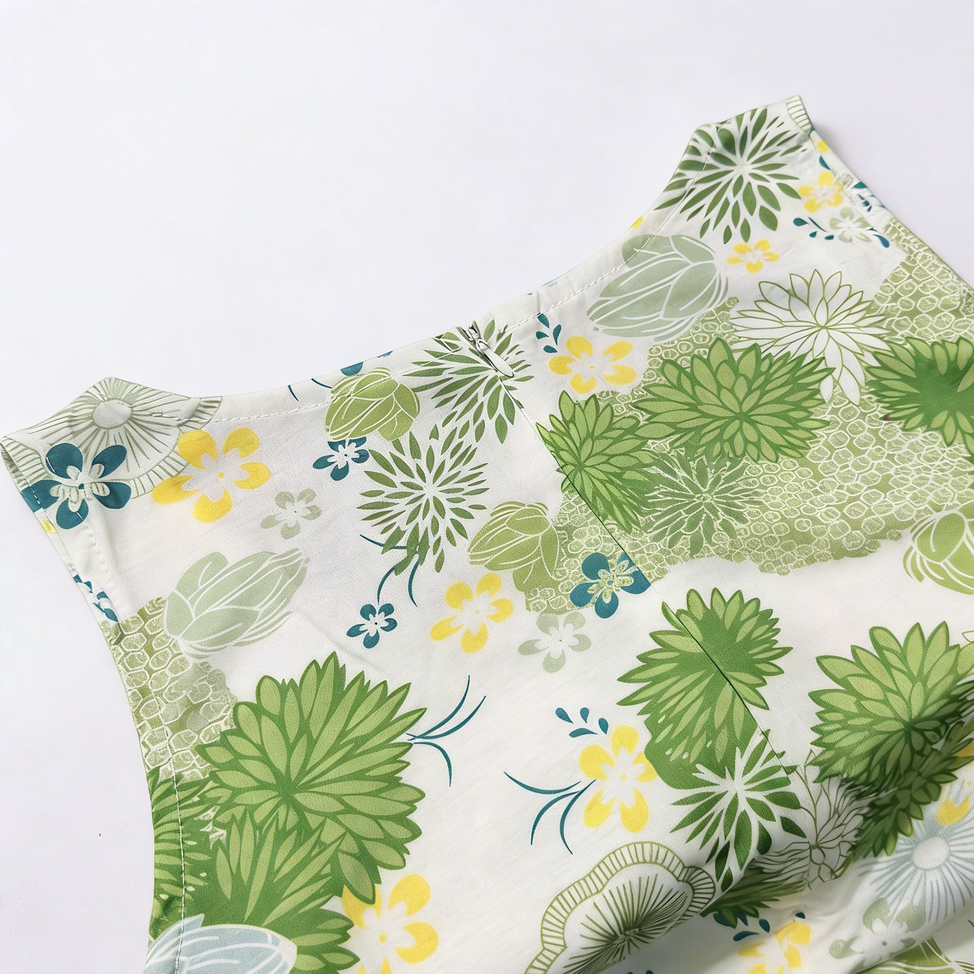 Women's Sleeveless U-Neck Tropical Leaf Print Sheath Dress Casual Beach Lightweight Knee Length for Summer Vacation Beachwear Sundress