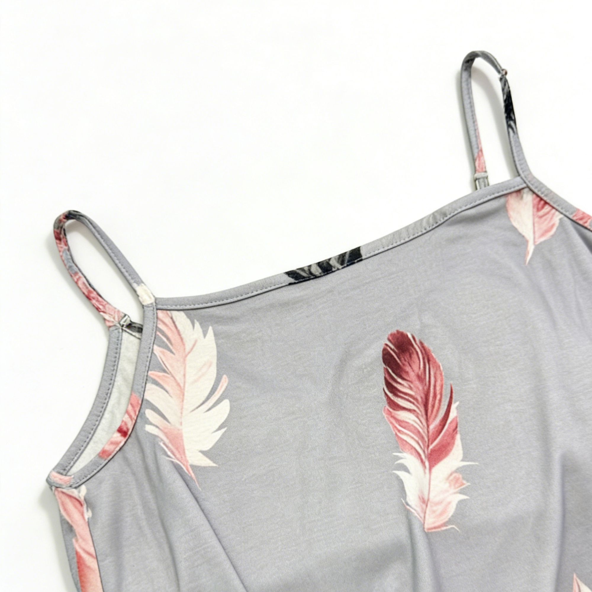 New Women Fashion Bohemian Feather Print Spaghetti Strap Maxi Dress for Women Summer V-Neck Casual Long Dresses