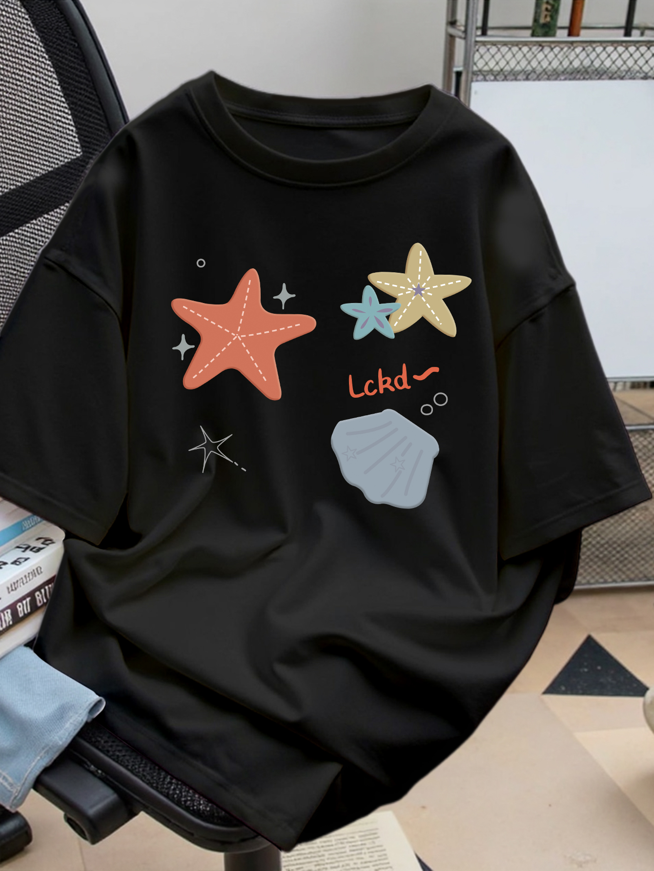Women Cute Starfish Seashell Graphic T-Shirt  Breathable Casual Crew Neck Short Sleeve Summer Top for Ladies Daily Wear