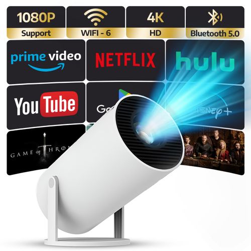 ORIGINAL Calus H5-A Mini Projector | Android 11 WiFi Bluetooth 720P Native 1080P Support Portable Home Theater Projector | 180 Degree Rotation | Wireless Screen Cast | HDMI USB Compact Projector Kenya