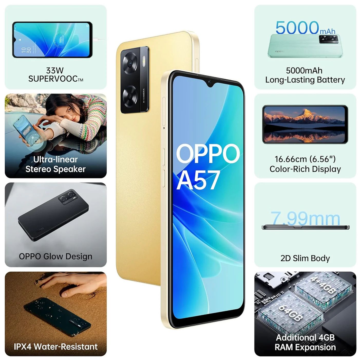Oppo A57 Pro-Refurb Smartphone | 2GB RAM + 64GB Storage | 16MP Back Camera + 13MP Front | Fingerprint Unlock | Slim Android Phone | Reliable Budget Phone for Calls Apps Browsing Kenya