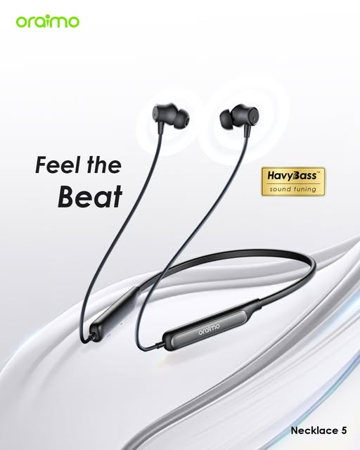 New Edition Oraimo Necklace Lite Wireless Neckband | Bluetooth Earphones | Magnetic Earbuds | Long Battery Life | Noise Isolation | Comfortable Fit | Handsfree Calling | Sports Music Earphones Kenya
