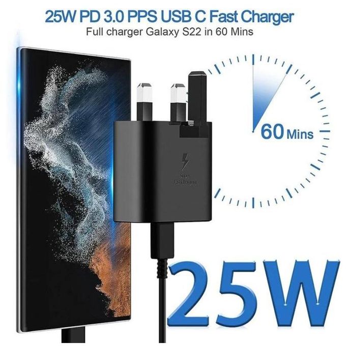 Original Samsung 25W PD SuperFast USB C - TYPE C Charger for Galaxy A17,A16,A07,A06,A26,A15,A25,A05,A05S,A06,S23FE With Type C Output.