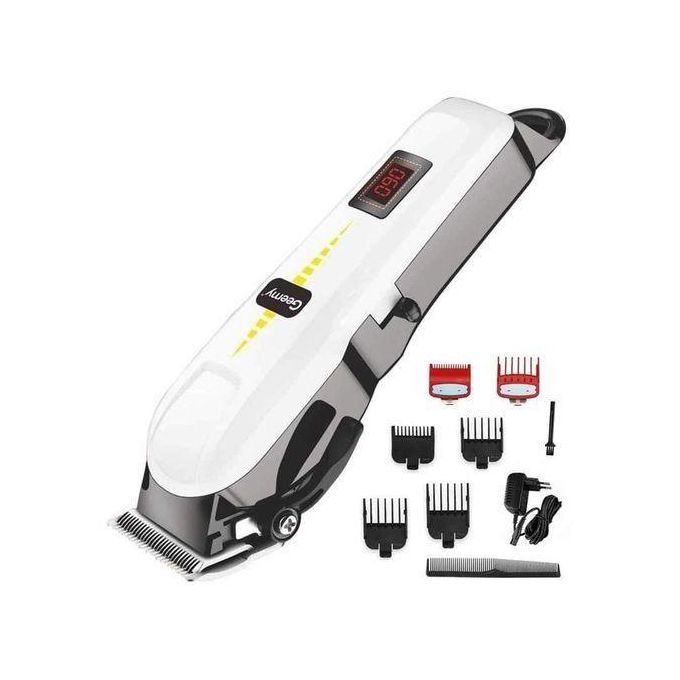 Geemy Rechargeable Cordless Shaving Machine With Percentage Indicator // Level Combs, Charging Cable