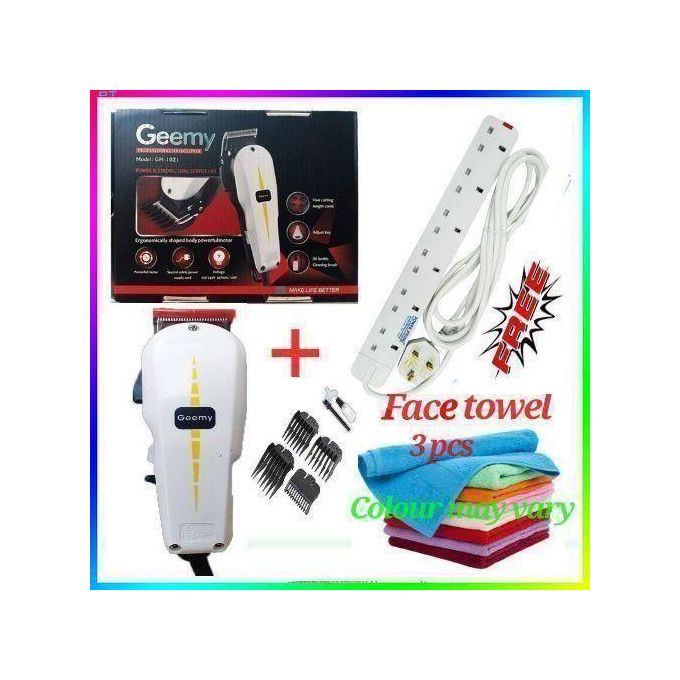 Geemy HIGH PERFORMANCE HAIR SHAVING MACHINE – KINYOZI CLIPPER WITH FREE 6 WAY EXTENSION & 3 BARBER TOWELS – LONG LASTING QUALITY