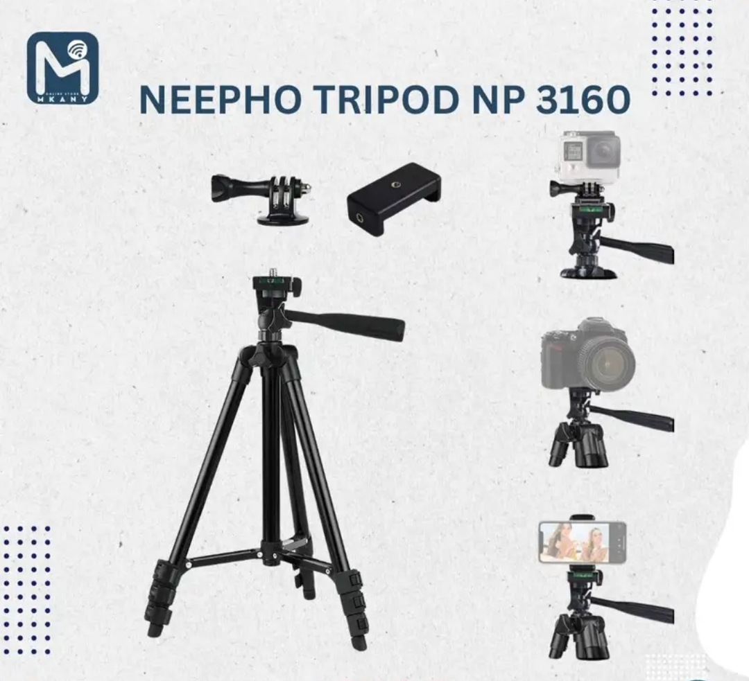 NeePho NP-3160 Professional Portable Tripod with Phone Holder - Lightweight Aluminium for DSLR & Smartphones