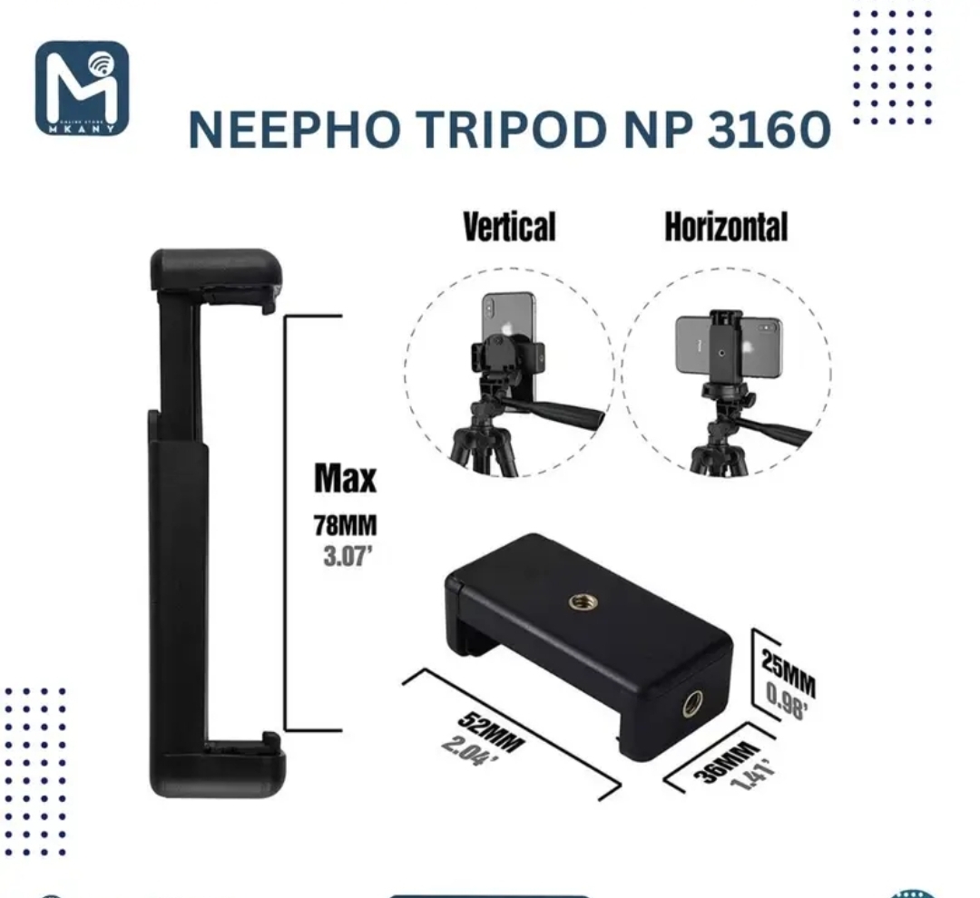 NeePho NP-3160 Professional Portable Tripod with Phone Holder - Lightweight Aluminium for DSLR & Smartphones