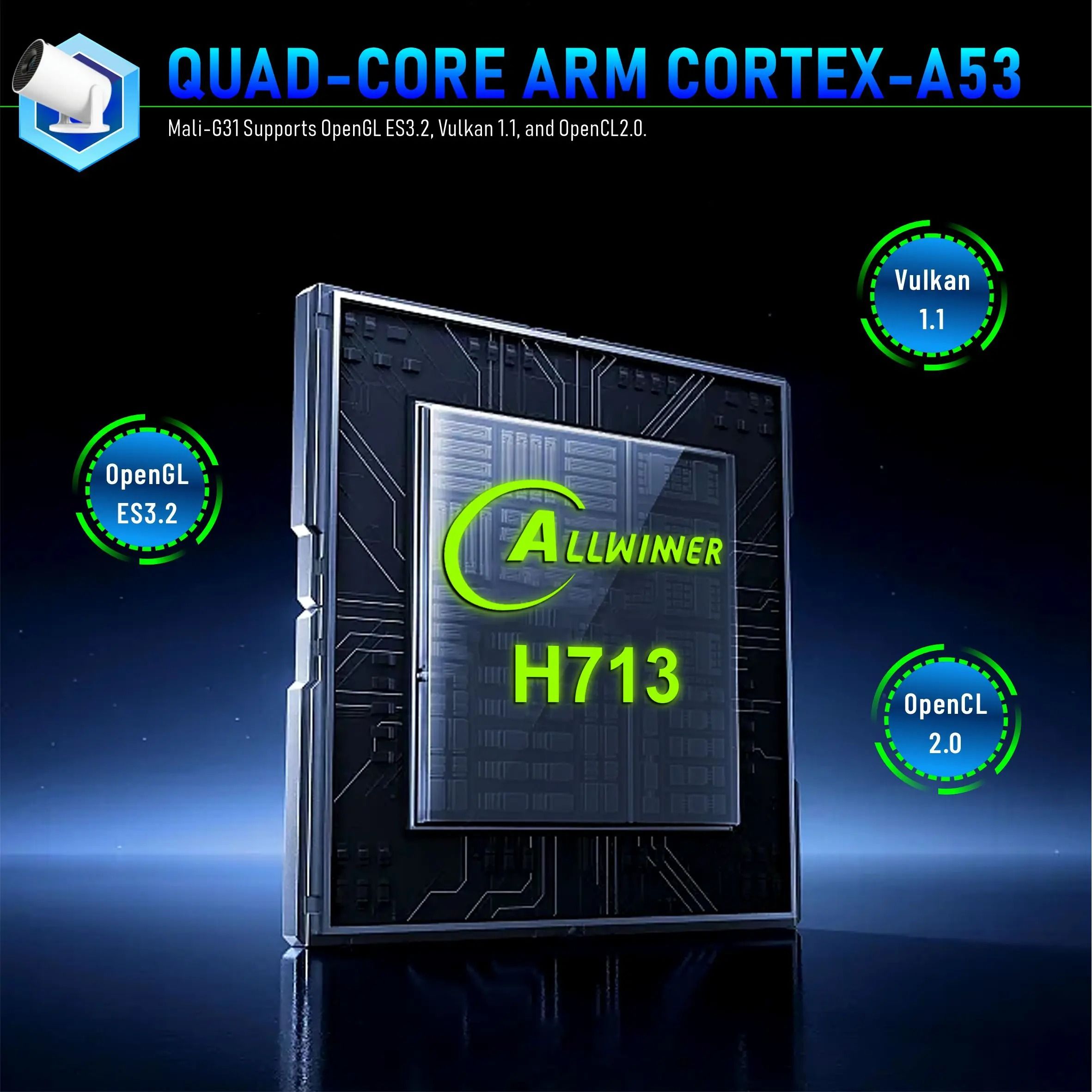 【Bantu Box】 HY300Pro+  Portable Projector, 720P 170 ANSI LM, Android 11.0, WiFi6 BT5.4, 180° Projection, Auto Correction, Ultra Short Throw