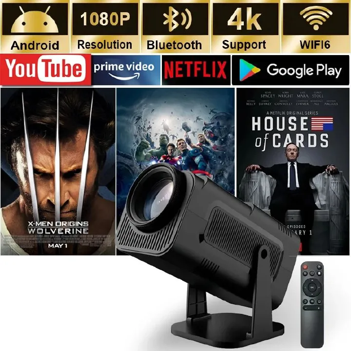 【Bantu Box】HY320  4K Android 11 Projector Native 1080P 390ANSI  Dual Wifi6 BT5.0 1920*1080P Cinema portable HY320 mini Projetor upgrated