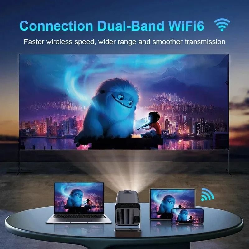 【Bantu Box】HY320  4K Android 11 Projector Native 1080P 390ANSI  Dual Wifi6 BT5.0 1920*1080P Cinema portable HY320 mini Projetor upgrated