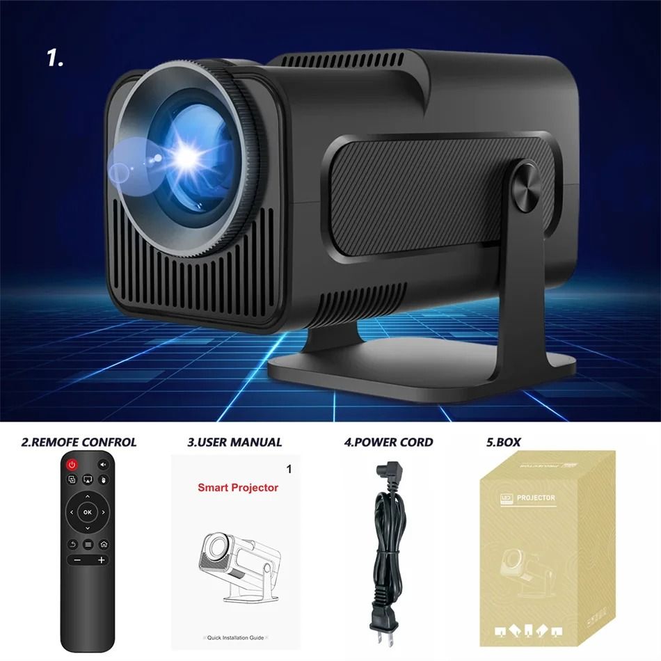 【Bantu Box】HY320  4K Android 11 Projector Native 1080P 390ANSI  Dual Wifi6 BT5.0 1920*1080P Cinema portable HY320 mini Projetor upgrated