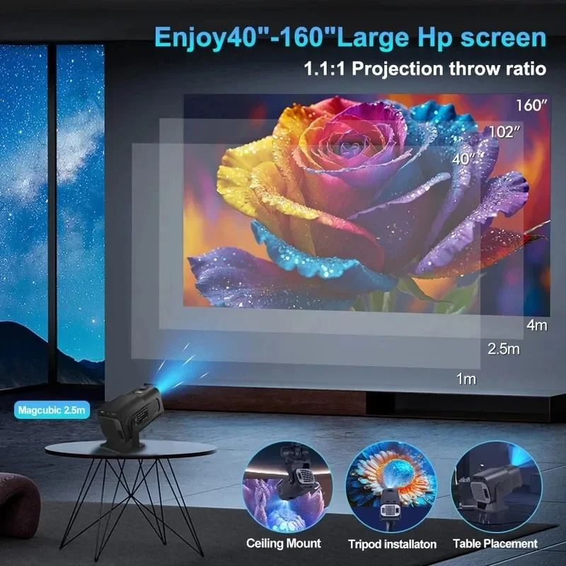 【Bantu Box】HY320  4K Android 11 Projector Native 1080P 390ANSI  Dual Wifi6 BT5.0 1920*1080P Cinema portable HY320 mini Projetor upgrated