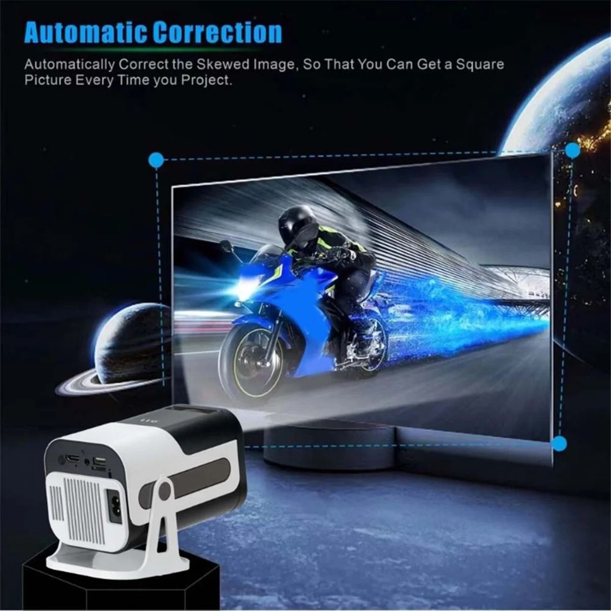 【Bantu Box】 Retail! JY320 Mini Projector 720P Android 13 4K Support, 180 ANSI, WiFi 6, BT 5.0, Cinema 180° Rotable Video Projection EU PLUG