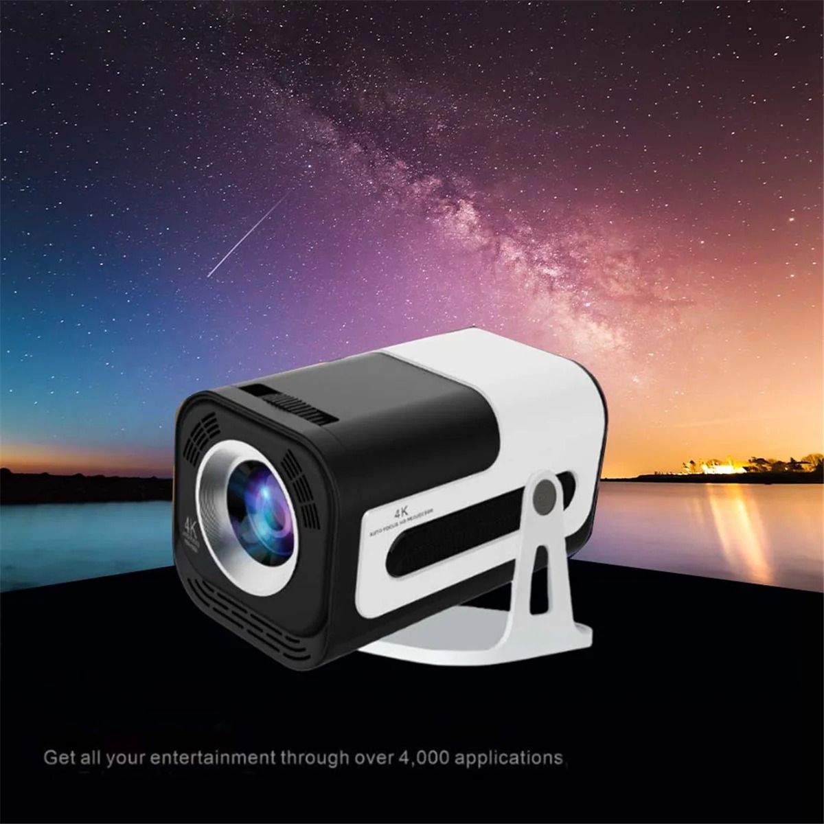 【Bantu Box】 Retail! JY320 Mini Projector 720P Android 13 4K Support, 180 ANSI, WiFi 6, BT 5.0, Cinema 180° Rotable Video Projection EU PLUG