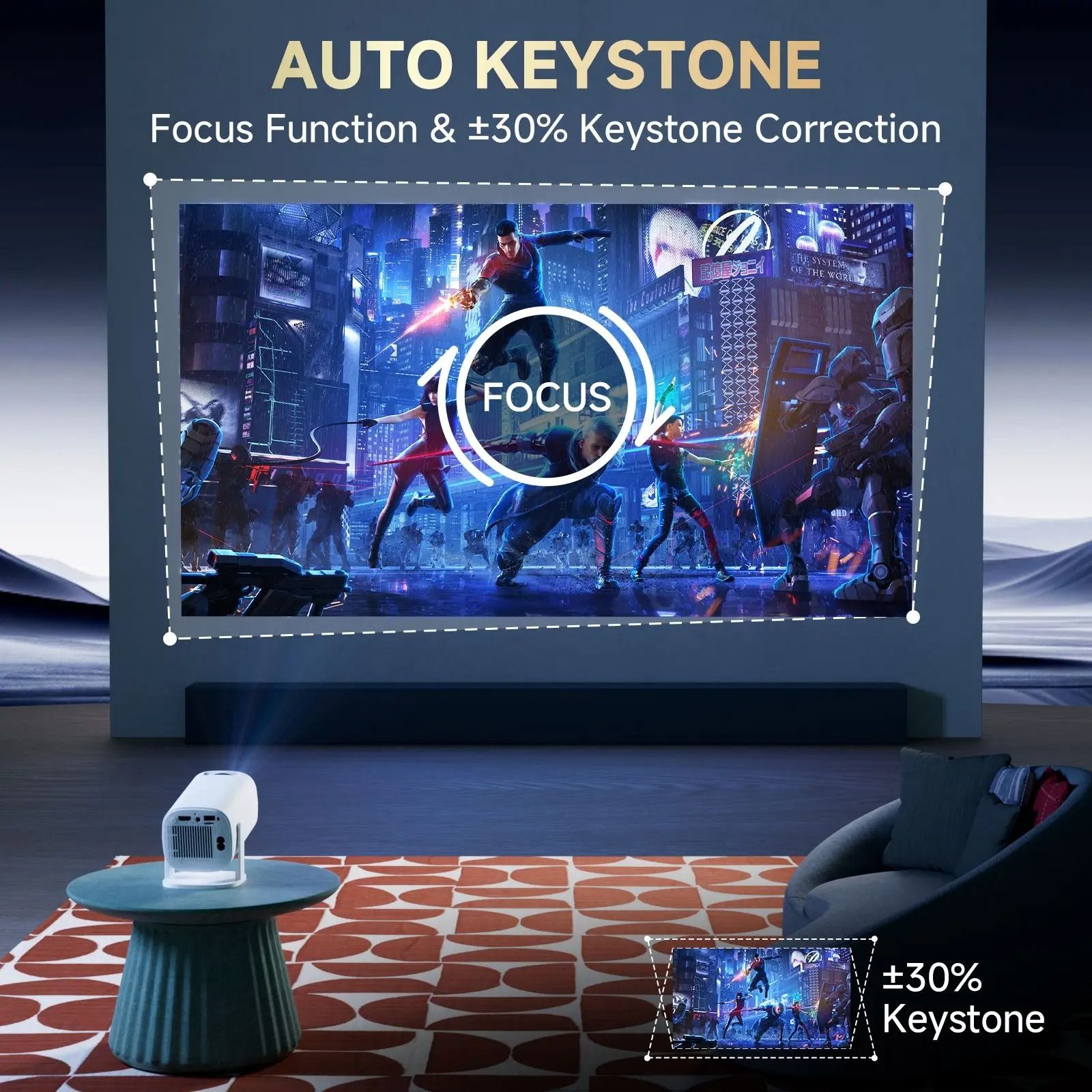 【Bantu Box】P30 PRO Smart Mini Projector Android 14 WiFi6 BT 5.0 Supports 4K 1280 * 720P Video Smart Home Theater Outdoor Portable Projector